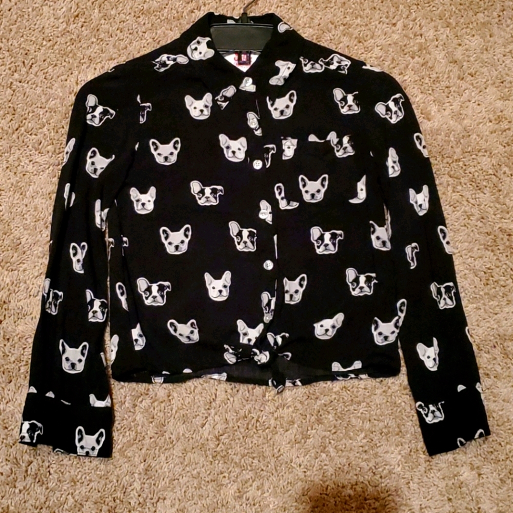 Justice button down and tie French Bulldog shirt